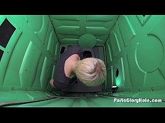 Play MP4 - Porta Gloryhole Blonde teen sucks off strangers in public