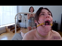Play MP4 - Back Bend Neck Rope Dildo Gagging Electro Shocked Ass Until Tgirl Breaks