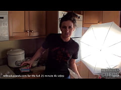 Play MP4 - hot student cooking naked then double penetrating her holes and peeing