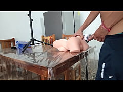 Play MP4 - Fetish - sticking my big cock in my sex toy in the dining room