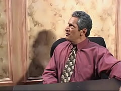 Play MP4 - After the interview&comma; a young blonde gives a deep blowjob to the old director and gets cum on her face