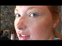 Play MP4 - Natural redhead licked and fucked by two horny dudes simultaneously