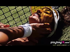 Play MP4 - Small titted latina beauty Katherinne Sofia stripping at a tennis field