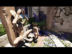 Play MP4 - Rhythmic sex between Lara and a huge statue that has awakened&period; 3D Game