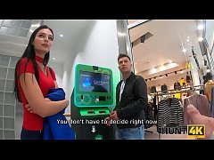 Play MP4 - HUNT4K&period; Hottie in red dress has no cash but man is ready to help