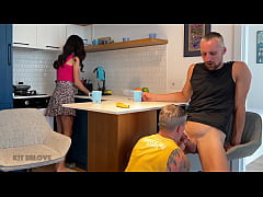Play MP4 - Husband sucked off his friend while his wife washed the dishes