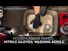 Play MP4 - HouseHusband Hands&colon; Nitrile Gloves &colon; Washing Bowls