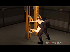 Play MP4 - Horny sexy blonde in restraints gets fucked hard by a black man in a mask