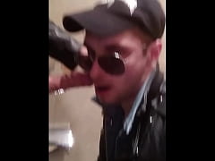 Play MP4 - Leather Punk Biker Pissing on Young Skinhead in Public Toilet