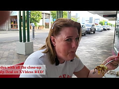 Play MP4 - Kiwi Trashy MILF at a cafe pisses on the pavement on a busy street with people walking by&period; Trailer