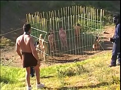 Play MP4 - Hot brunette with small tits Lola rides stud's cock like a pro in a cage outdoors