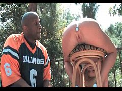 Play MP4 - Crazy blonde gets ass dildoed by ebony dude