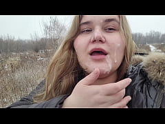 Play MP4 - Outdoor Facial on a beautiful Face chubby Girl after a Blowjob