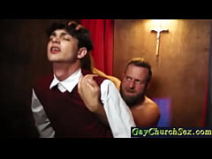 Play MP4 - GayChurchSex- Bear Priest barebacks Teen Boy at Church