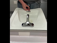 Play MP4 - Me at work with a cock plug pissing in the sink