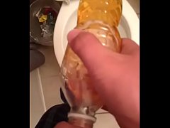 Play MP4 - Piss dumped all over my cock after pissing in a bottle&period;