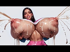 Play MP4 - extremely horny AI Latina babe rhythmically milks her plump udders