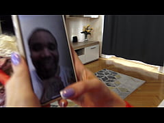 Play MP4 - Sitting on the bed&comma; Roxana lets her Sissy Cuckold Foot Bitch lick her red-stockinged feet