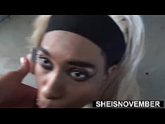 Play MP4 - Kinky Stepsister Eat Semen Outdoors Publicly During Risky POV Blowjob Painfully On Knees&comma; Beautiful Innocent Black Babe Sheisnovember Give Intense Fellatio Oral-Sex&comma; Wearing Only Bra&comma; Gets Cumshot Facial By Msnovember