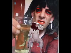 Play MP4 - bisexual sissy male naked and exposed while taking a pee then swallowing it part 2