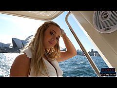 Play MP4 - Busty blonde MILF stripping naked while on the water