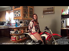 Play MP4 - model from iowa with huge tits getting naked on a motorcycle in her parents living room