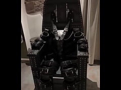 Play MP4 - Before and after  super heavy Bondage Chair&comma; Rubber Catsuit&comma; Studio Gum Mask and Blow-Up-Collar&excl;