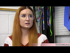 Play MP4 - This cute geeky shoplifter chick got caught and her tight pussy will get a harsh punishement today