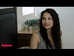 Play MP4 - DOG HOUSE  - Skinny Brunette Rides Her Stepbrother's Cock On Her Bed Before Getting A Hot Creampie