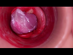 Play MP4 - The camera inside the deep pussy records a huge ejaculation with a stuck condom