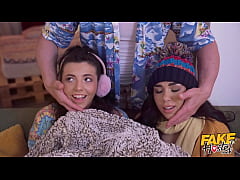 Play MP4 - Fake Hostel - skinny teens in warm socks feel the heat with thick cock in threesome