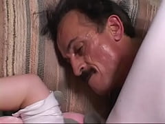 Play MP4 - Two studs fuck a young brunette in white stockings at the same time in all wet holes