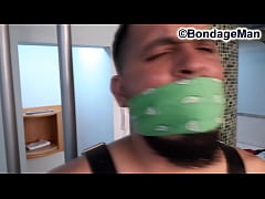 Play MP4 - Big Dog tied up bandana gagged bondage first time