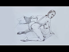 Play MP4 - A quick sketch with a ballpoint pen&comma; a girl  doggy-style