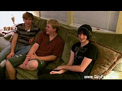 Play MP4 - Hot gay scene Aron&comma; Kyle and James are d out on the couch and