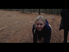 Play MP4 - Two sick perverts take bubble butt MILF for a crawl into the woods