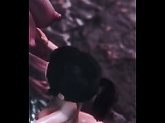 Play MP4 - BUSTY BRUNETTE ON HER KNEES SUCKING DEMON DICK