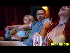 Play MP4 - SHOCKING Guy with a pussy gets pounded by two big boobs shemales