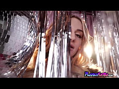 Play MP4 - Big boobed blondie Milan Rose reveals her hard nipples and shaved pussy