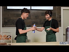 Play MP4 - Slutty Barista Joey Mills Rides Brogan's Hard Dick Till He Cums And Takes A Hot Cream In His Mouth - MEN
