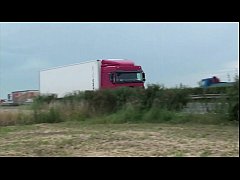 Play MP4 - Extreme public sex with petite and 2 guys with big dicks by highway