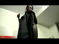 Play MP4 - Brown skin shebabe in fishnet squits jizz on her small tits