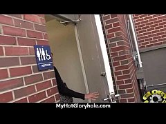 Play MP4 - Ebony at the gloryhole jizzed on 17