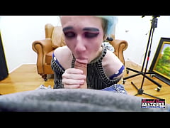 Play MP4 - Blue Haired Exotic Coed Raven Masturbates And Deepthroats A Hard Cock&excl;