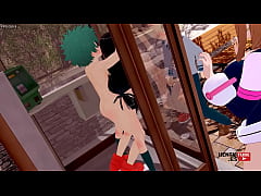 Play MP4 - Boku No Hero Academia Hentai - Deku fucks Tsuyu while Uraraka watches them and Bakugou jerks off watching them