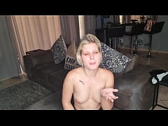 Play MP4 - Half naked babe blonde instructing you how to jerk off your cock and where to cum and how to eat it in the end