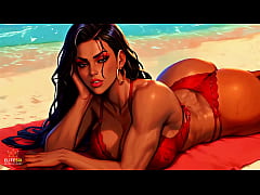 Play MP4 - 4K 100&percnt; AI Generated 3D Soft Looping PMV &ndash; Massive Ass Ebony Gentle Beach Twerk&colon; Bikini Booty Shaking for Endless Loops