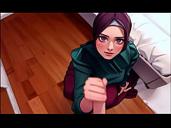 Play MP4 - Anime Arab Hijab Submissive Girlfriend drops to her knees and sucks my dick like a good little muslim slut