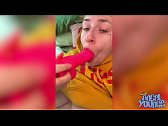 Play MP4 - Busty Blonde Angel Youngs Make Pussy Cum with Dragon Tail Dildo