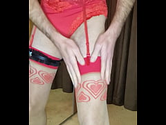 Play MP4 - Crossdresser Lynn getting ready in her Valentines lingerie